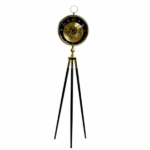 Premium Vintage Tripod Floor Clock | Adjustable Wooden Stand | Antique Style Decorative Standing Clock for Living Room, Office & Home Décor - Black & Gold