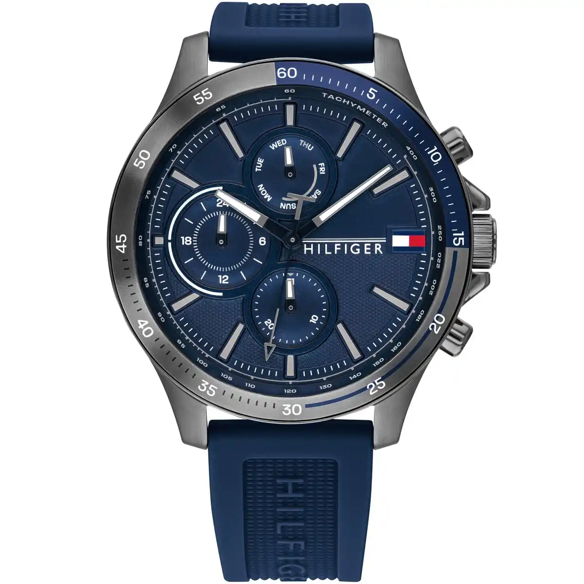 1791721-tommy-hilfiger-watch-men-blue-dial-rubber-strap-quartz-analog-day-date-month-bank Tommy Hilfiger BANK Men Watch, Analog 1791721 - Image 1