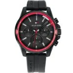 Tommy Hilfiger Men’s Quartz Silicone Strap Black Dial 45mm Watch 1791793