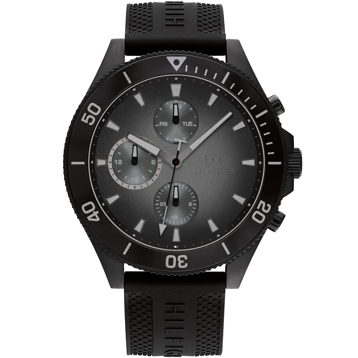 1791921-tommy-hilfiger-watch-men-black-dial-rubber-strap-quartz-battery-analog-larson Tommy Hilfiger Men’s Quartz Black Silicone Strap Black Dial 46mm Watch 1791921 - Image 1