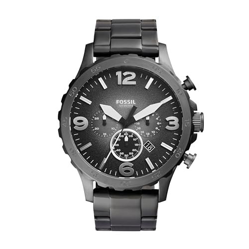 Fossil Nate Men's Watch with Oversized Chronograph Watch Dial and Stainless Steel or Leather Band JR1437