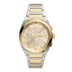 Fossil Men's Everett Quartz Stainless Steel Chronograph Watch, Color: Gold/Silver FS5796