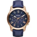 Fossil Watch for Men Grant, 44mm case size, Quartz Chronograph movement, Genuine Leather strap