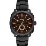 Fossil Machine Men's Black Dial Stainless Steel Band Chronograph Watch - Fs4682, Analog Display