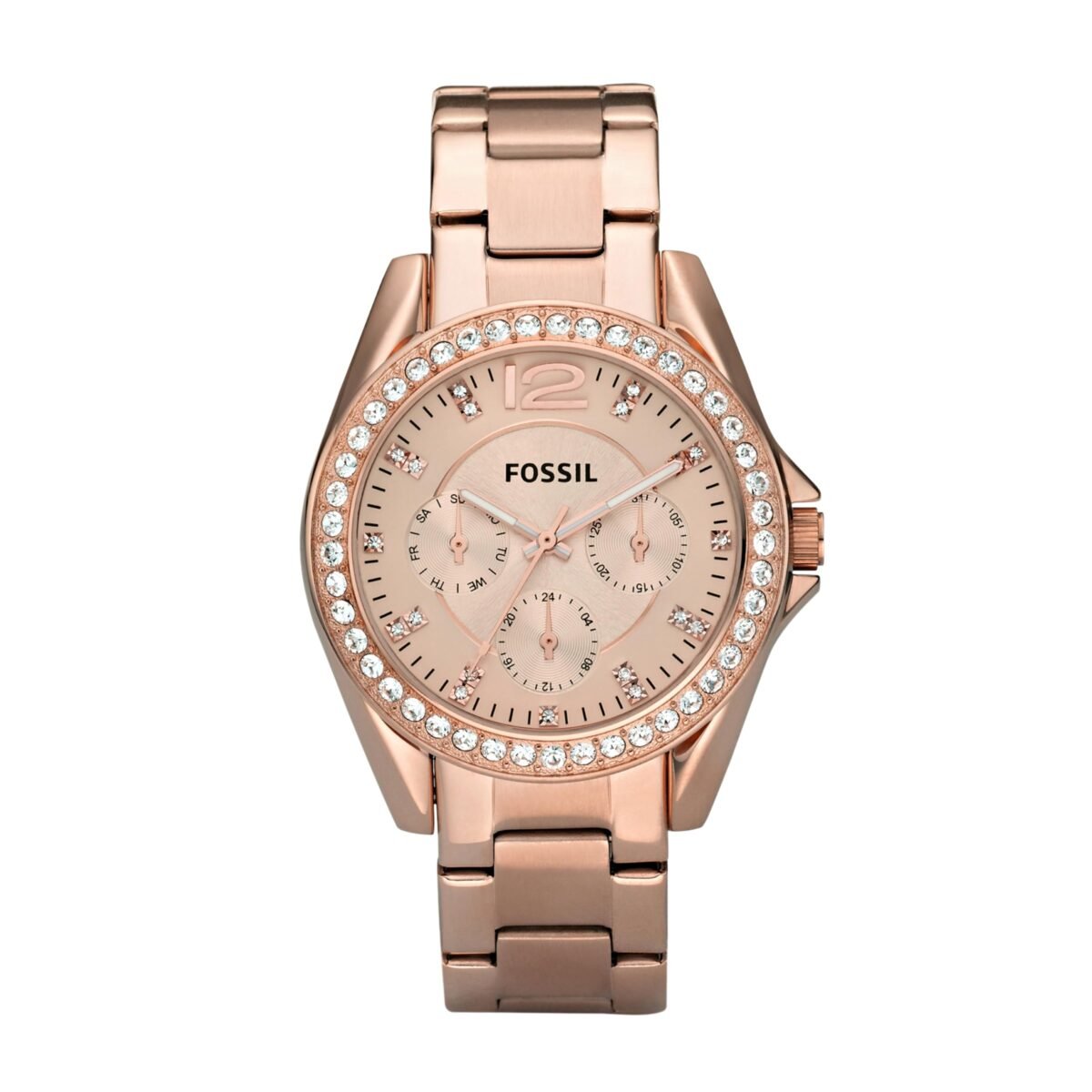 Fossil Riley Women's Watch with Crystal Accents and Stainless Steel Bracelet Band ES2811