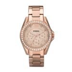 Fossil Riley Women's Watch with Crystal Accents and Stainless Steel Bracelet Band ES2811