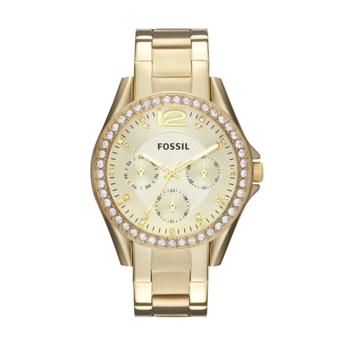 Fossil Riley Women's Watch with Crystal Accents and Stainless Steel Bracelet Band ES3203