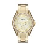 Fossil Riley Women's Watch with Crystal Accents and Stainless Steel Bracelet Band ES3203