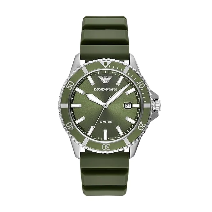 Emporio Armani Watch for Men, Quartz Movement and 42mm Case Size with Stainless Steel, Leather or Silicone Strap AR11638