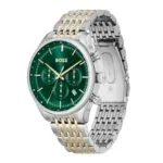 BOSS Men Associate Qtz Fashion Chrono Green Round Dial Analog Watch|Stainless Steel Material|Silver Color Band - 1513975 - Image 2