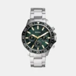 Fossil Bannon Analog Stainless Steel Green Dial Silver Band Men's Watch-BQ2492