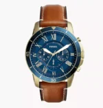 Fossil Leather Mens Quartz Watch,FS5268