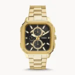Men's Inscription Rectangle Shape Stainless Steel Chronograph Wrist Watch BQ2656 - 42mm - Gold