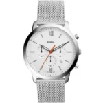 Fossil Men’s Quartz Silver Stainless Steel White Dial 44mm Watch FS5382