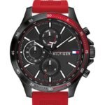 Tommy Hilfiger Silicone Bank Analog Black Dial Men Watch-Th1791722, Bandcolor-Red