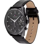 Tommy Hilfiger Men's Stainless Steel Quartz Watch with Leather Strap, Black 1710452 - Image 2