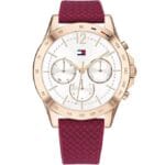 Tommy Hilfiger White Dial Burgundy Strap Watch for Women 1782200