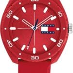 Tommy Hilfiger Unisex Quartz Plastic Case and Silicone Strap Watch, Color: Red (Model: 1792065), Red