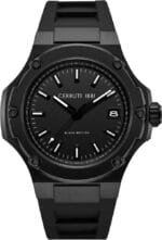 Cerruti 1881 Lucardo Black Dial Silicone Strap Analog Watch for Men, 44mm