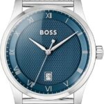 BOSS Analogue Quartz Watch for Men Principle Collection with Leather or Stainless Steel Strap, Available in Black, Brown, Blue, Green and Grey