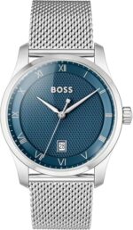 BOSS Analogue Quartz Watch for Men Principle Collection with Leather or Stainless Steel Strap, Available in Black, Brown, Blue, Green and Grey