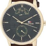 Tommy Hilfiger 1791607 Mens Quartz Watch, Analog Display and Leather Strap, Green