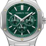 Cerruti 1881 Trento Green Dial Stainless Steel Bracelet Multifunction Watch for Men, 40mm