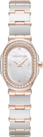 Cerruti 1881 Aosta Silver Rose Gold Plated Stainless Steel Bracelet Analog Watch for Women, 19mm