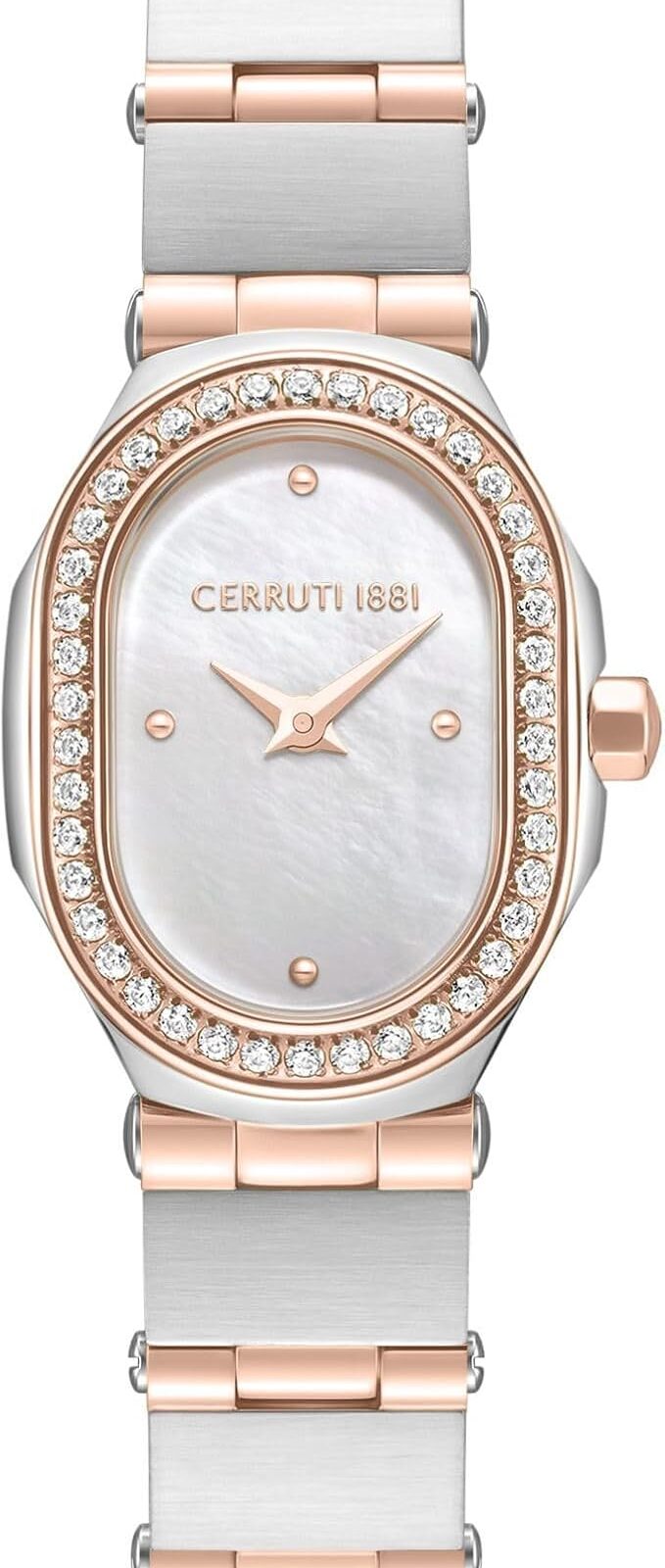 Cerruti 1881 Aosta Silver Rose Gold Plated Stainless Steel Bracelet Analog Watch for Women, 19mm