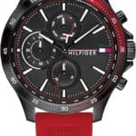 Tommy Hilfiger Silicone Bank Analog Black Dial Men Watch-Th1791722, Bandcolor-Red