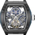 Police Tampa 42mm Men's Automatic Black/Blue Dial with White Silicon