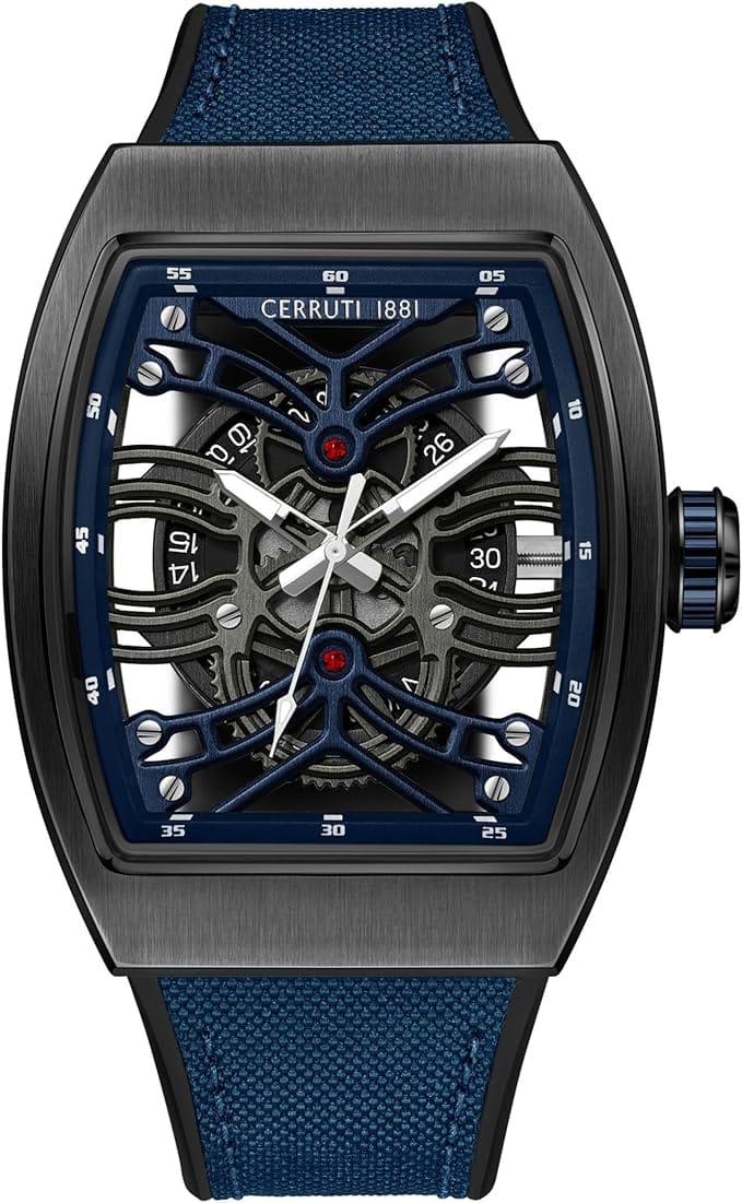 8179hTnYspL._AC_SX679_ Cerruti 1881 Calliano Men's 51mm Clear Dial Blue Rubber Strap Analog Watch - Image 1