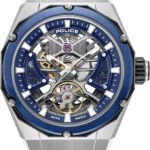Police Dayton 42mm Men's Automatic Black/Silver Dial with Blue Silicon