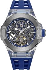 Police Cyclone 42mm Men's Automatic Grey/Silver Dial with Blue Silicon