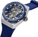 Police Dayton 42mm Men's Automatic Black/Silver Dial with Blue Silicon - Image 3