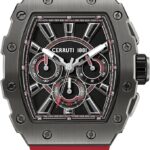 Cerruti 1881 Gubbio Black Dial Silicone Strap Chronograph Watch for Men, 43.5mm
