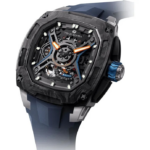 Tsar Bomba Dark Matter 5 TB8605-02 Automatic Carbon Fiber Bezel Skeleton Dial Blue Rubber Strap - Image 4