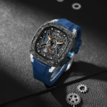 Tsar Bomba Dark Matter 5 TB8605-02 Automatic Carbon Fiber Bezel Skeleton Dial Blue Rubber Strap - Image 2