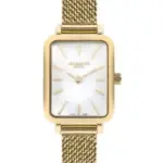 Milanese Mesh Quartz Watch, Gold, White - LC07815.120