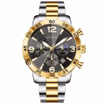 VANTE Series Men's Luxury Black Dial Chronograph Watch - Two-Tone Stainless Steel, Luminous & Waterproof with Moon Phase by VOGUE VENUE - VNT002