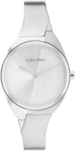 Calvin Klein Women's Quartz Stainless Steel Case and Bangle Bracelet Watch, Color: Silver (Model: 25200234), silver