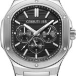 Cerruti 1881 Trento Black Dial Stainless Steel Bracelet Multifunction Watch for Men, 40mm