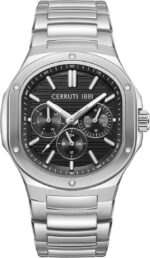 Cerruti 1881 Trento Black Dial Stainless Steel Bracelet Multifunction Watch for Men, 40mm