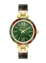 Anne Klein Green Mother Of Pearl Round Watch