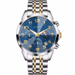 VANTE Series Men's Luxury Blue Dial Chronograph Watch - Two-Tone Stainless Steel, Luminous & Waterproof with Moon Phase by VOGUE VENUE - VNT001