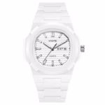 VANTE Series All-White Minimalist Quartz Watch - Integrated Rubber/Silicone Strap with Day-Date Display by VOGUE VENUE-VNT003