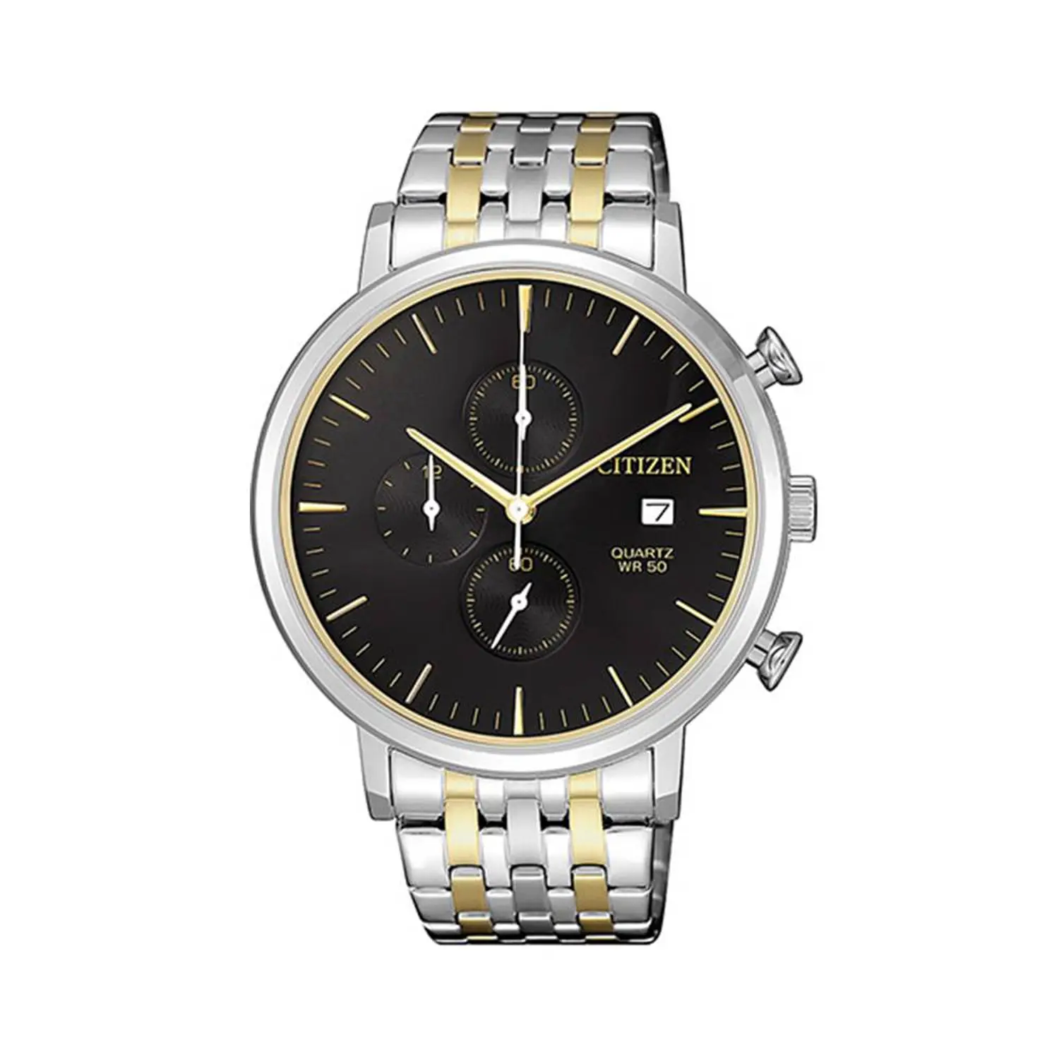 000000000001160367_1 Citizen Chronograph Silver/Gold Stainless Steel Analog Watch For Men AN3614-54E - Image 1