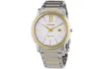 Citizen Eco-Drive AW1214-57A Stainless Steel Dial White Men's Watch Gold Silver