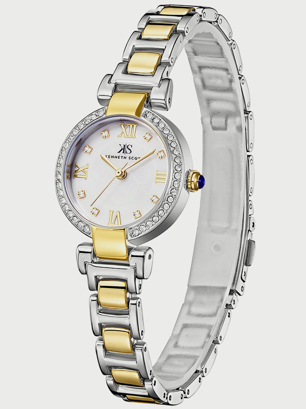 Kenneth Scott Women's Silver & Gold Analog Alloy Strap Watch K22520-TBTM | 26 MM