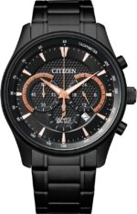 Chronograph Men's Watch AN8195‑58E, 42 mm Black Dial, Black Ion‑Plated Stainless Steel